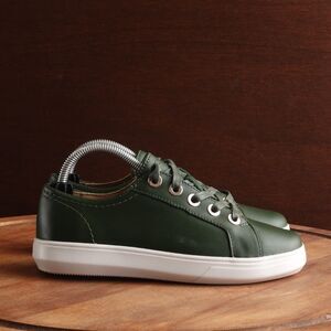 Patina Sneakers Womens SZ 5.5 Green Portland Leather Casual Low Top Lace Up Shoe